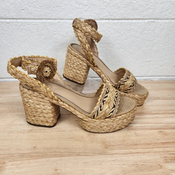 Sam edelman Iliana Heeled Sandals Womens 9 Espadrille Ankle Strap Platform Shoes - Picture 1 of 11